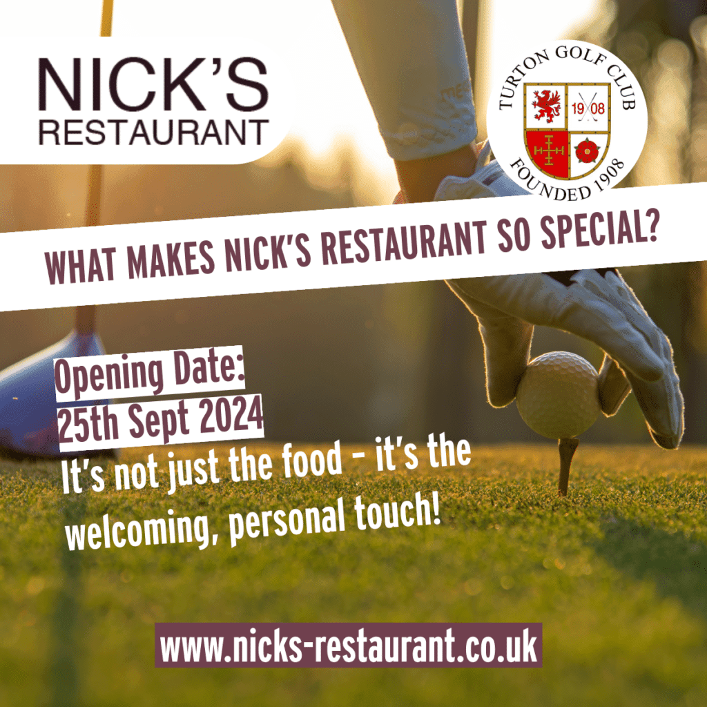 2 Turton Golf Club Nicks Restaurant social media graphic design with luminite