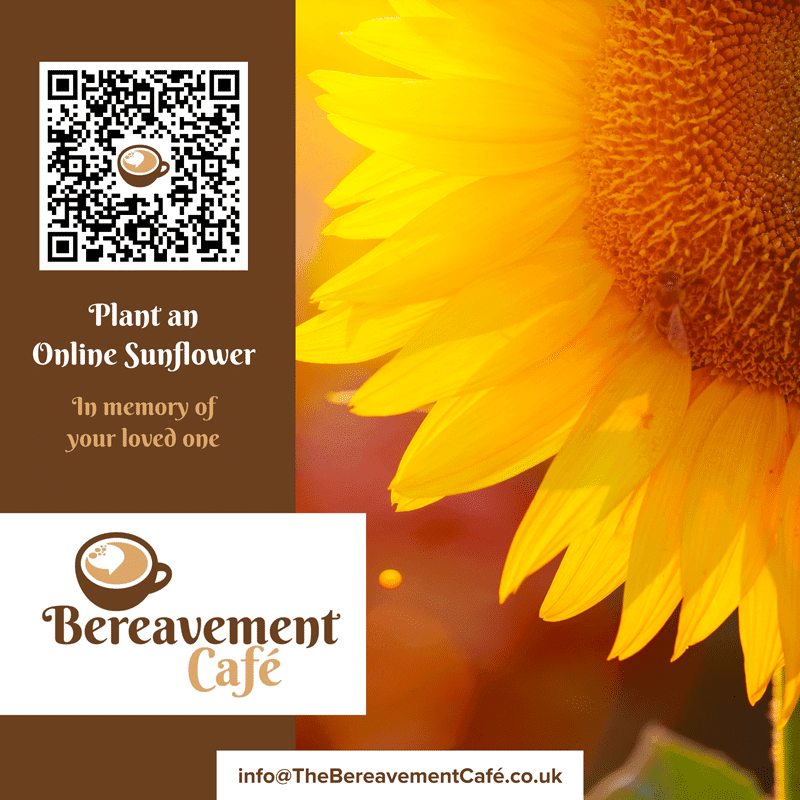 The-Bereavement-Cafe-Plant-a-Sunflower social media graphic design with luminite